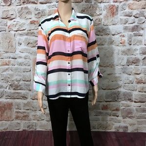Sheer Multi-color Button Down